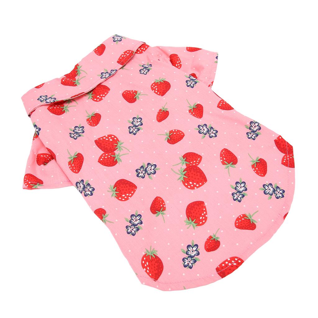 Hunde Sommerhemden Niedlicher Erdbeerdruck Umlegekragen Druckknopfdesign Atmungsaktive Hawaiianische Hundehemden für Frühling Sommer XL