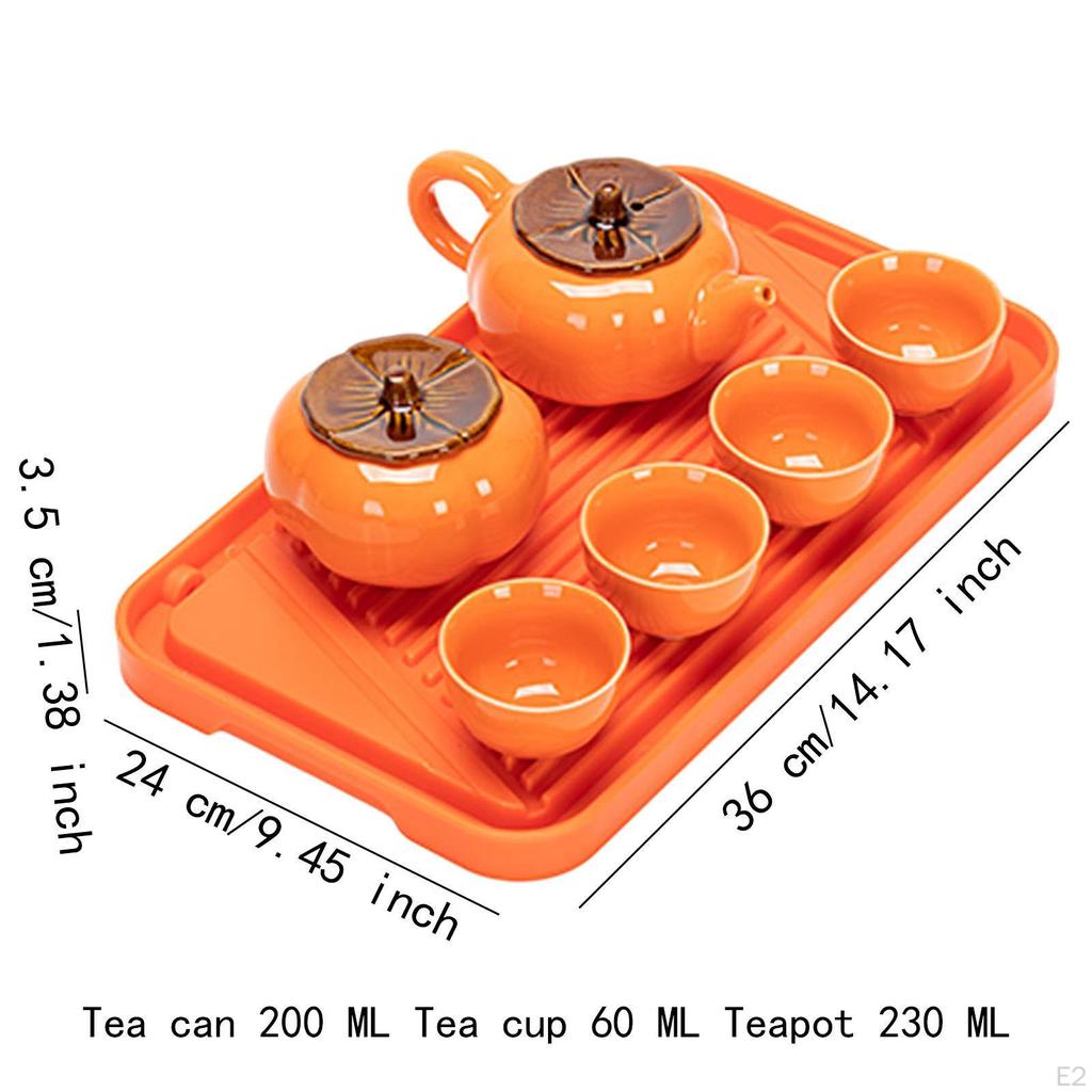 Persimmon Shaped Kungfu Tea Set Gift Box Easy to Clean Infuser Pot for Outdoor