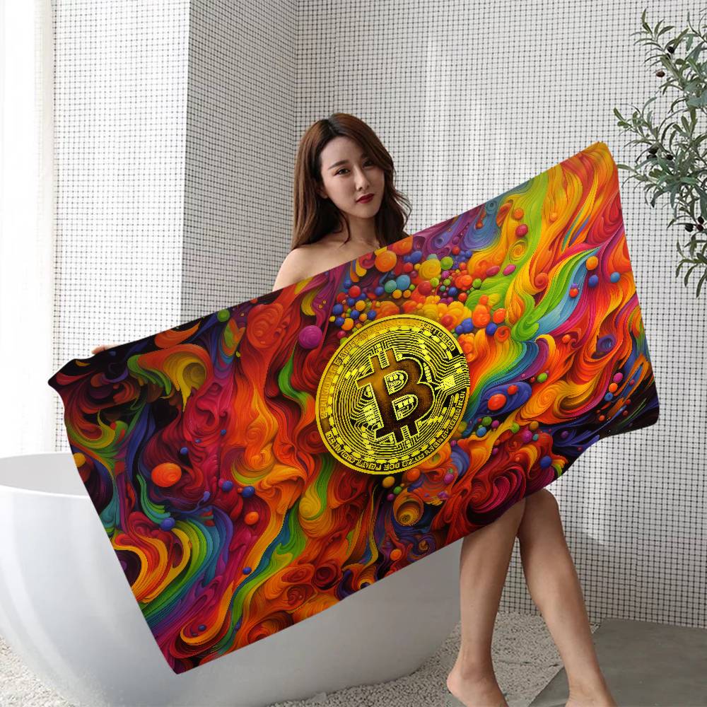 Funny Bitcoin Microfiber Printed Beach Towel Mountain Climbing Yoga Beach Swimming Running Absorbent Soft Towel