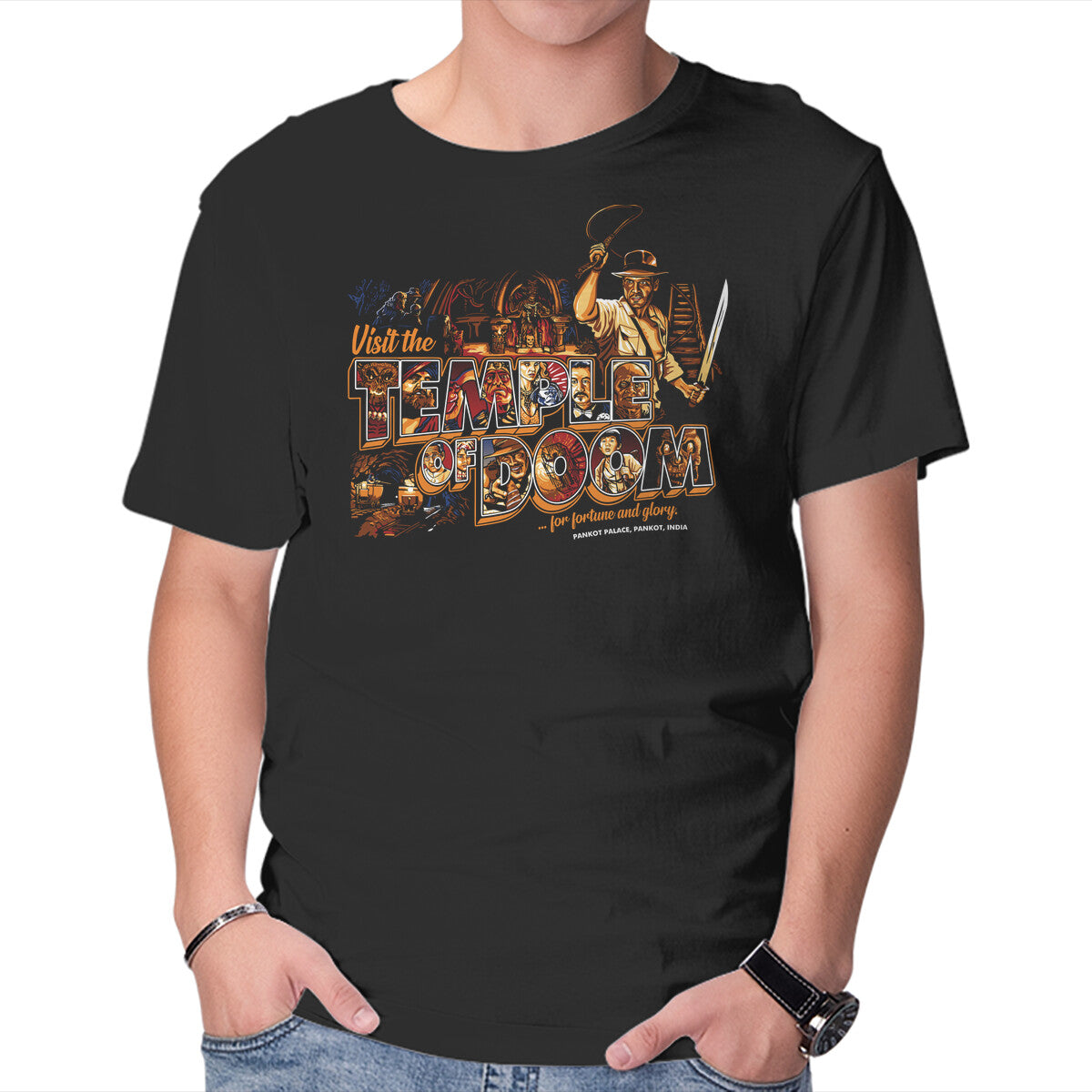 Unisex Crew Neck T-Shirt Visit Pankot Place Graphic Short Sleeve Casual Tee XXL