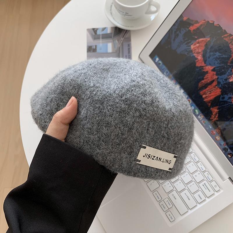 Autumn Winter Beret Cap Women's Vintage Solid Color Worker Hat Japanese Artist Hats