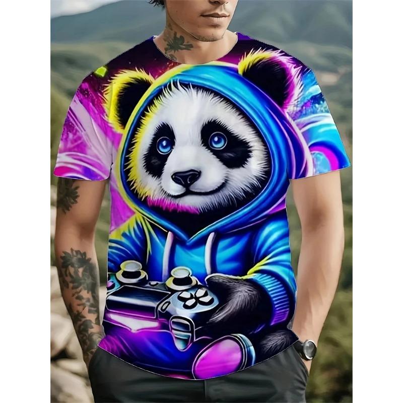 Summer Round Neck Funny Cartoon Pattern 3D Print Top Fashionable Casual Short Sleeved Men's T-shirts