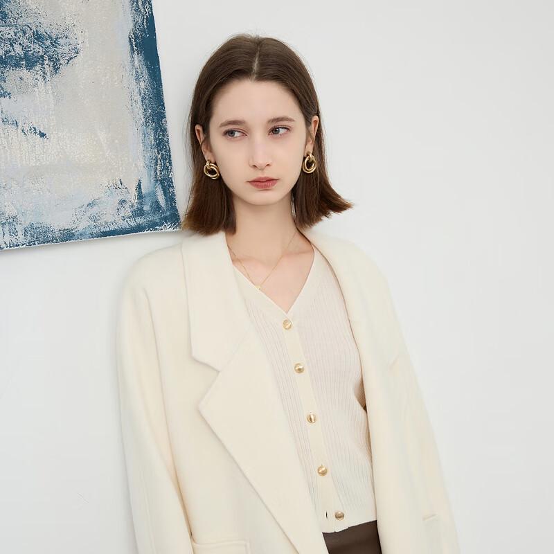 

Женское двустороннее пальто-кокон средней длины Sancai, зима 2024, 100% шерсть L