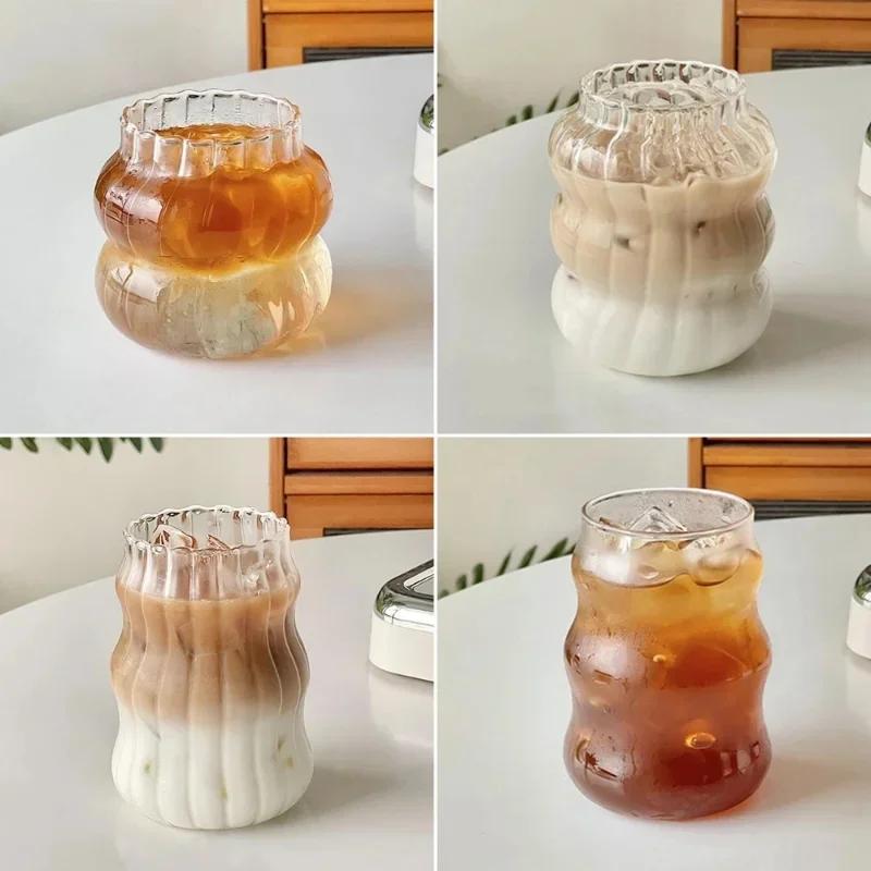 Transparent Glass Cup Creative Ins Exquisite Heat-resistant Tumbler Tea Juice Milk Coffee Mug Home Office Cocktail Beer Glasses