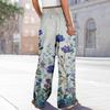 Dámské letní kalhoty Boho Palazzo s vysokým pasem a širokými nohavicemi s květinovým potiskem ležérní kalhoty s kapsami
