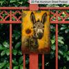 2D Flat, Vintage Metal Donkey Sign, Cute Donkey and Sunflower Patterns, 8x12 Inch, Durable Aluminum Material, Indoor/Outdoor Decorative Hanging Plate