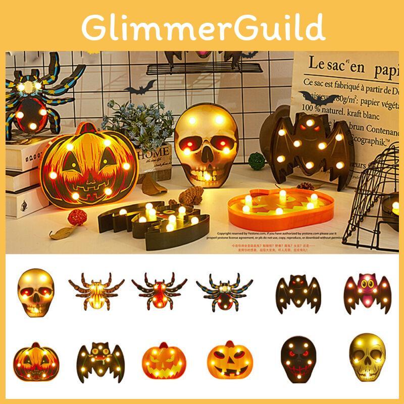 Festive Halloween Led Lights Lantern With Safe Low Voltage Bat Skull Pumpkin And Spider Patterns