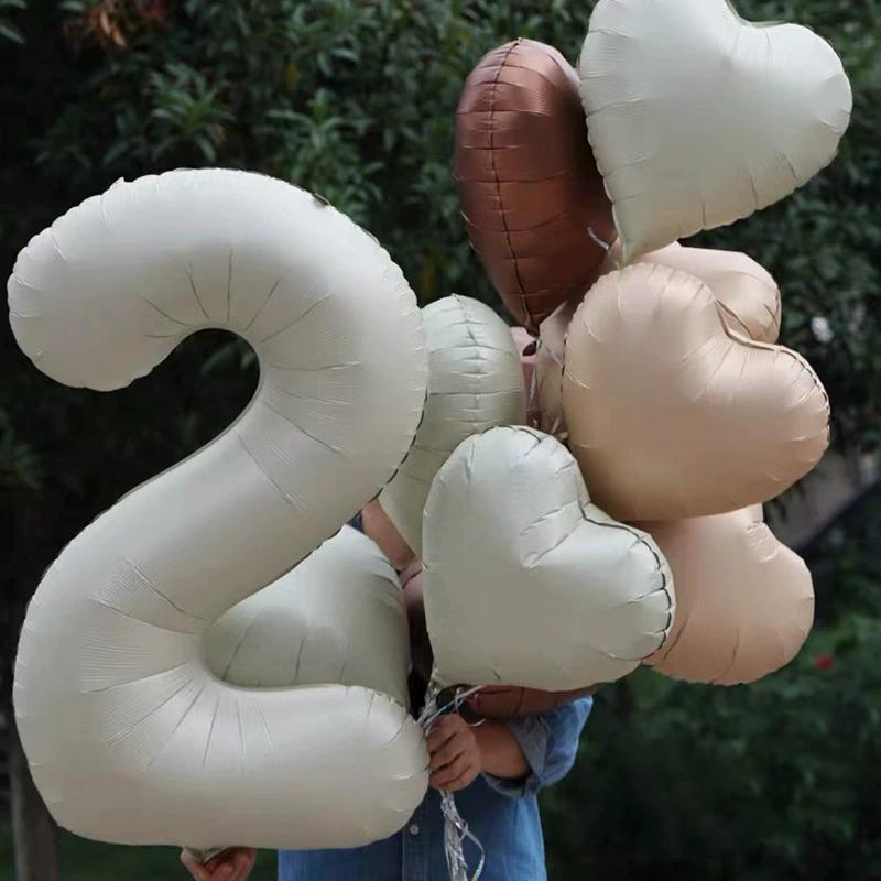 40 Inch Beige Cream Caramel Chocolate Color Retro Number Balloon 123456789 for Baby Shower Birthday Party Wedding Decoration