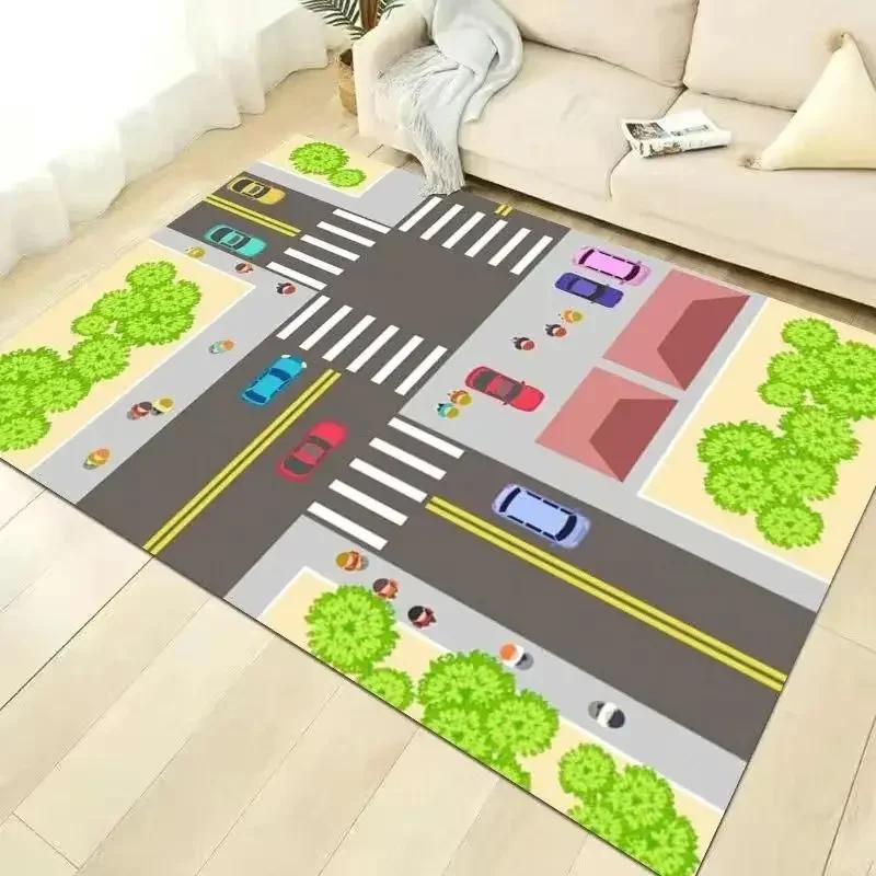 Cartoon Kindergarten Carpets Educational Game Rugs Children's Room Transportation Bedroom Living Room Carpet Home Decoration Mat
