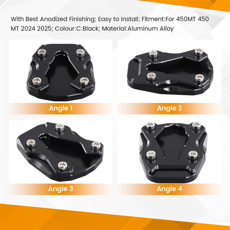 #558E Motorcycle Kickstand Extension Foot Side Stand Enlarge Plate Pad for CFMOTO 450MT 450 MT 2024 2025 Accessories,C (Black)