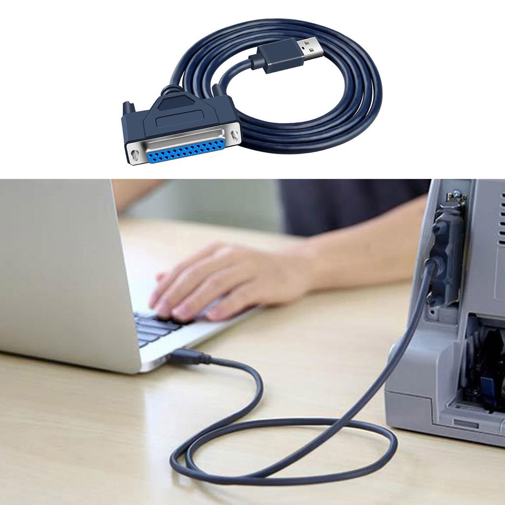 Printer Cable USB 2.0 To Parallel Adapter DB25 Parallel Printer Cable Adapter with Thumb Screws Connectors Data Transfer