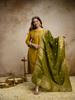 Women Mustard Kurta Set with Banarasi Dupatta Embroidered Ethnic Festive Wear
