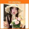 Straw Beige Chic Sun Hat With Beautiful Bow And Lace Edging Casual Wear Spring
