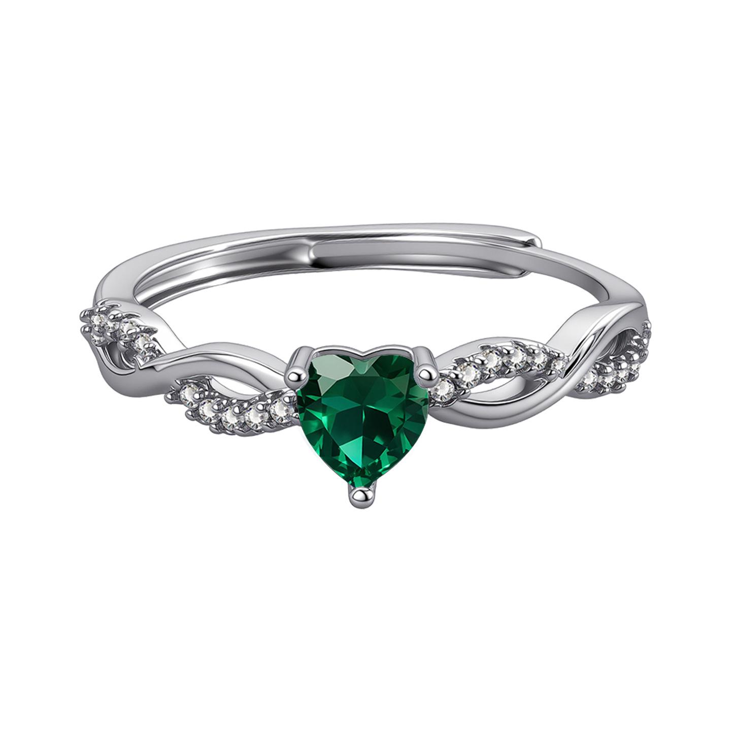Eco-friendly Copper Twist Heart Gem Zircon Ring – Exquisite Openable Women s Jewelry with Light Luxury Micro-inlaid Zircon. Open Adjustable