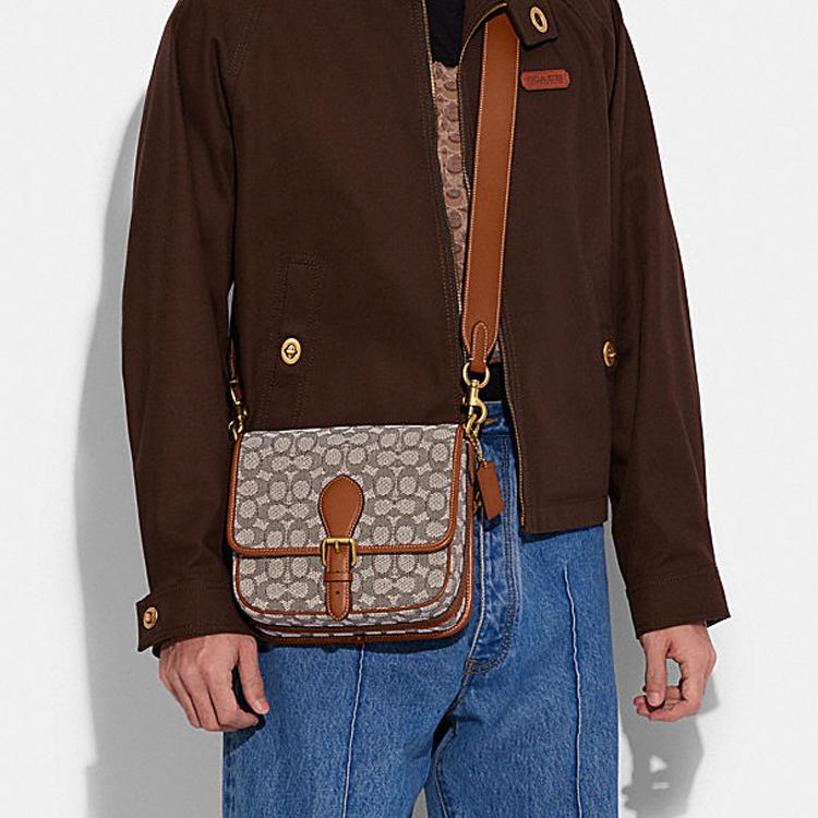 New COACH Frankie Glove Tanned Leather With Fabric Lining Shoulder Bag Crossbody Bag Small Size Women's Monogram Brown CC098-COC