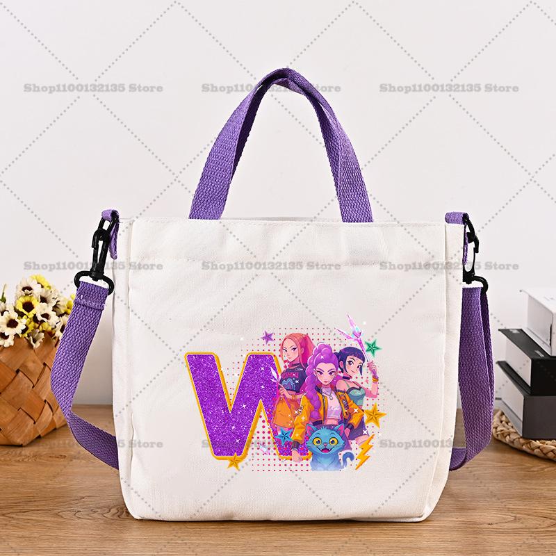26letters Korean Pop Demon Hunters Women Canvas Shoulder Pouch Girls Tote Pouch Handbag Trendy Crossbody Pouch Latest Pink Presents 2026