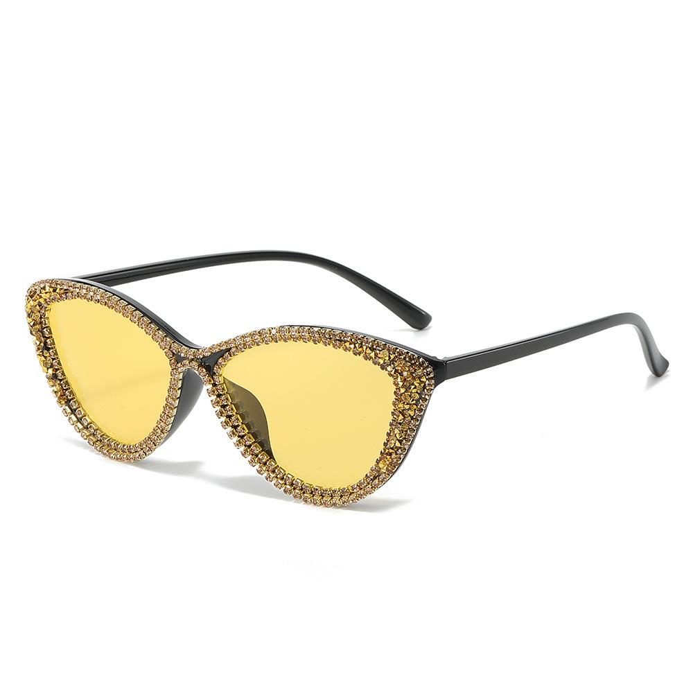 Cat Eye Sunglasses Diamond Fashion Sun Glasses For Women Black Lens Sexy Famale Outdoor Vintage Eyewear Shades Uv400