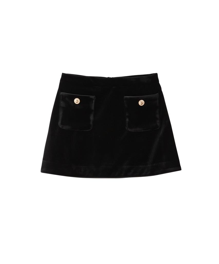 Salon De Yon Classic Velvet Skirt_ Black