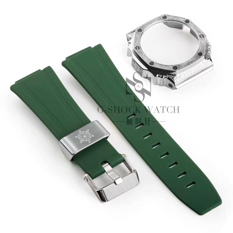 GA2100 Para Casio Carvalho de Fazenda Escultura Caixa de Metal Pulseira de Resina GA2100/2110 Escultura Modificada GM2100 GBM2100 Caixa Acessórios de Relógio