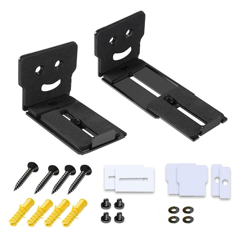 2pcs Adjustable Soundbar Wall Mount Brackets Speaker Wall Stand for Heavy Center Channel, 50KG Capacity Floating Rack
