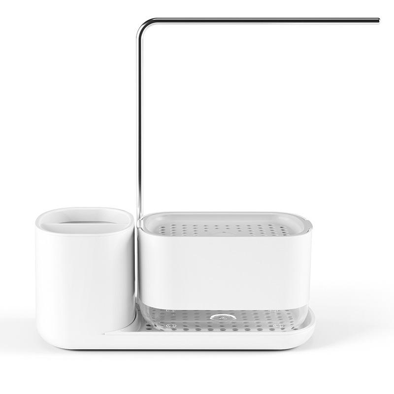 Druckknopf-Küchenspülbecken-Seifenspender und Aufbewahrungsgestell