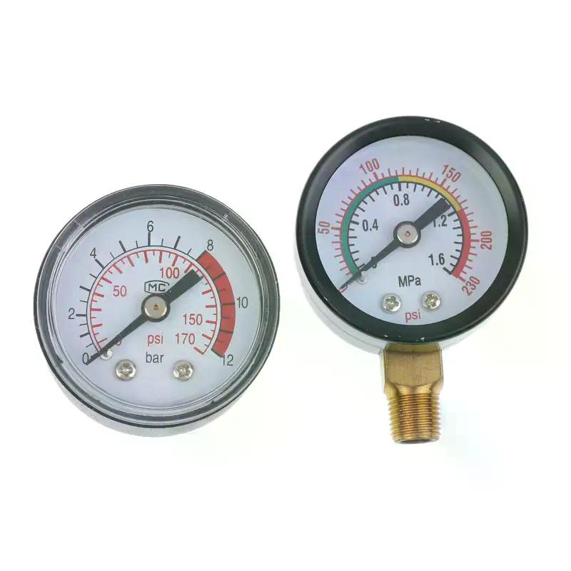 Pressure Ring Instrument Gauge Air Compressor Pneumatic Hydraulic Fluid 0-12bar / 0-170PSI Easy to Read Dial Measu