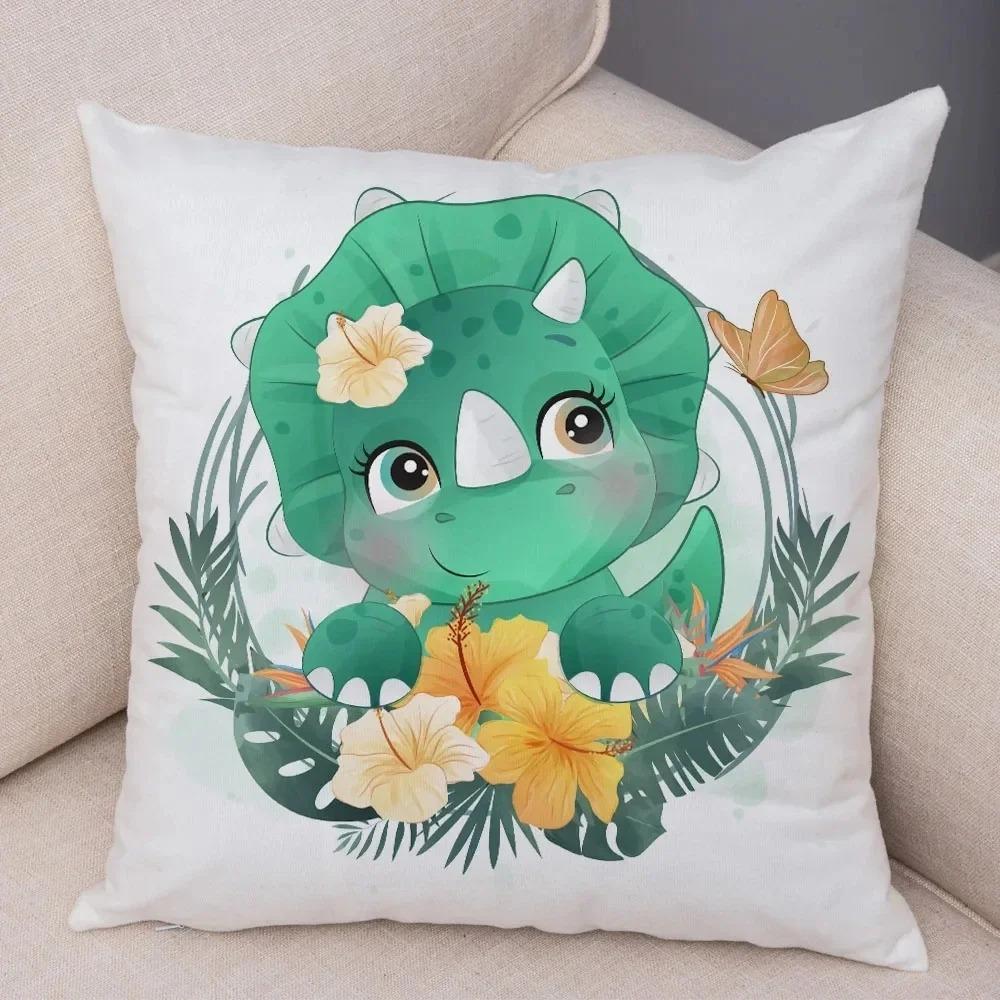 Cartoon Jurassic Dinosaur Decorative Pillowcase Car Ornaments Office Living Room Sofa Home Pillowcase