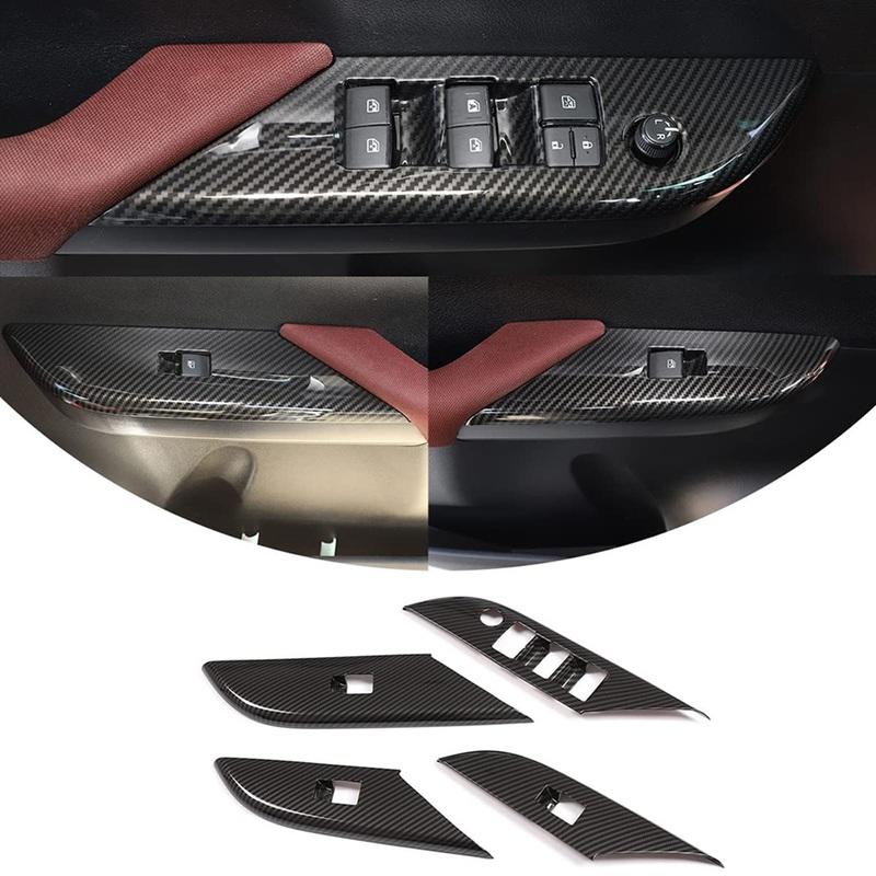 Car Door Armrest Window Switch Panel Cover Trim For Toyota Hilux 2015 2016 2017 2018    (ABS Carbon Fiber)-M53K
