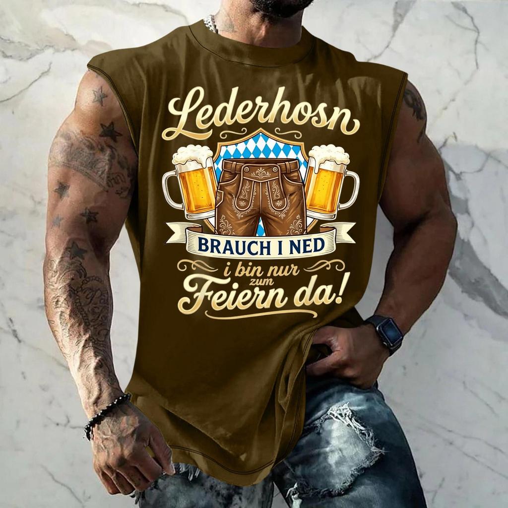 Męski Tank Top Bez Rękawów Luźny Krój Codzienny Streetwear Letnia Koszulka na Mięśnie Graficzny Nadruk Festiwal Piwa Codzienny Ubiór