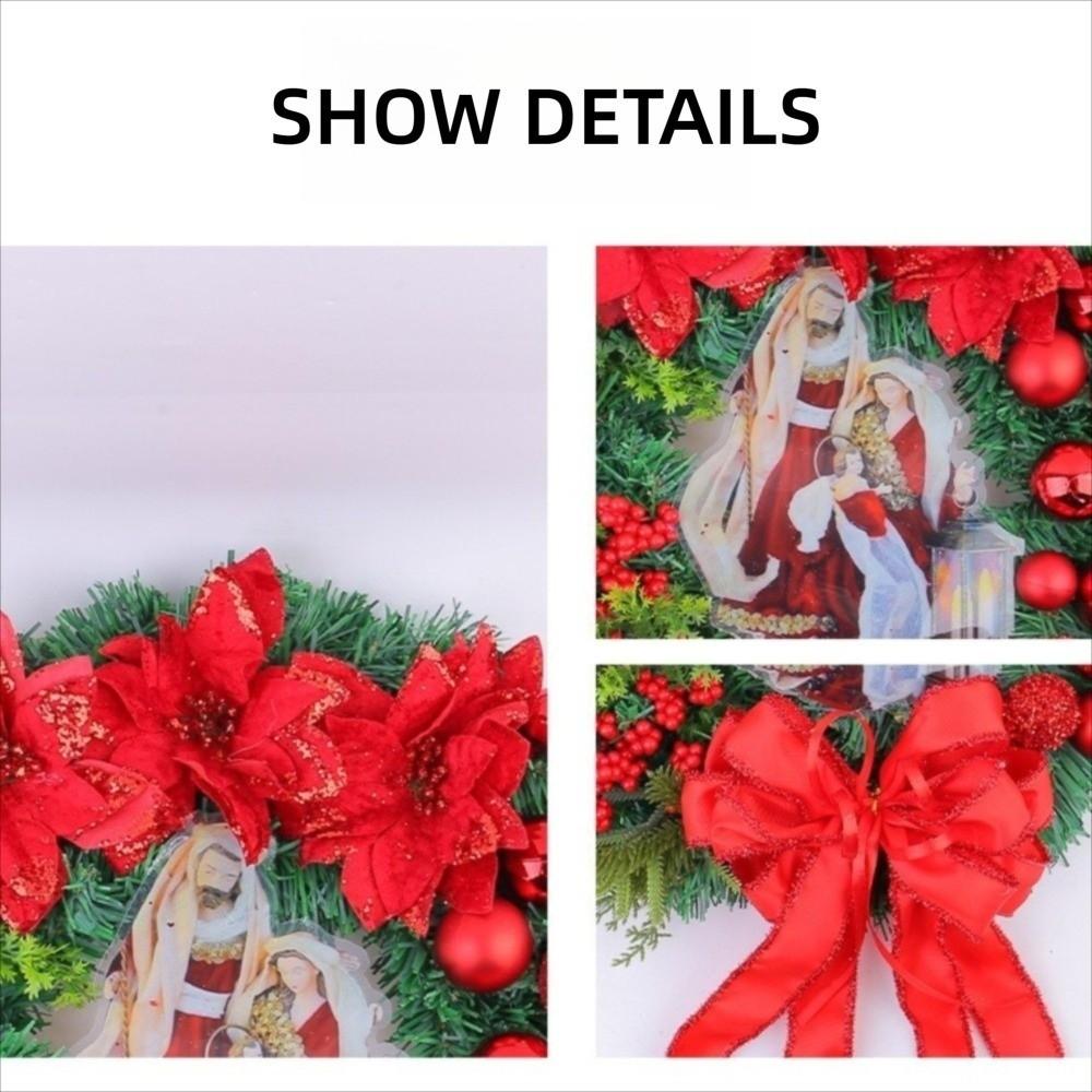 Holiday Decor 30cm Christmas Wreath Frosted Branches Red Berries Christmas Garland Plastic Artificial Garland Window