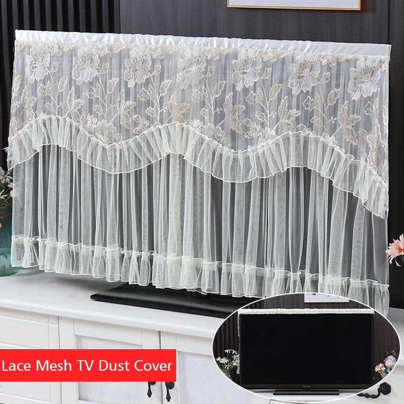 

1 шт. Кружевной двусторонний домашний декор Прочная сетка Пасторальный стиль Чехол для телевизора Легко использовать Цветочная вышивка Дворцовый стиль 85x55см