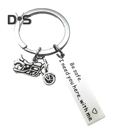 Přívěsek na klíče s personalizovaným gravírovaným iniciálem, hladký povrch, nerezová ocel, Drive Safe, Miluji tě