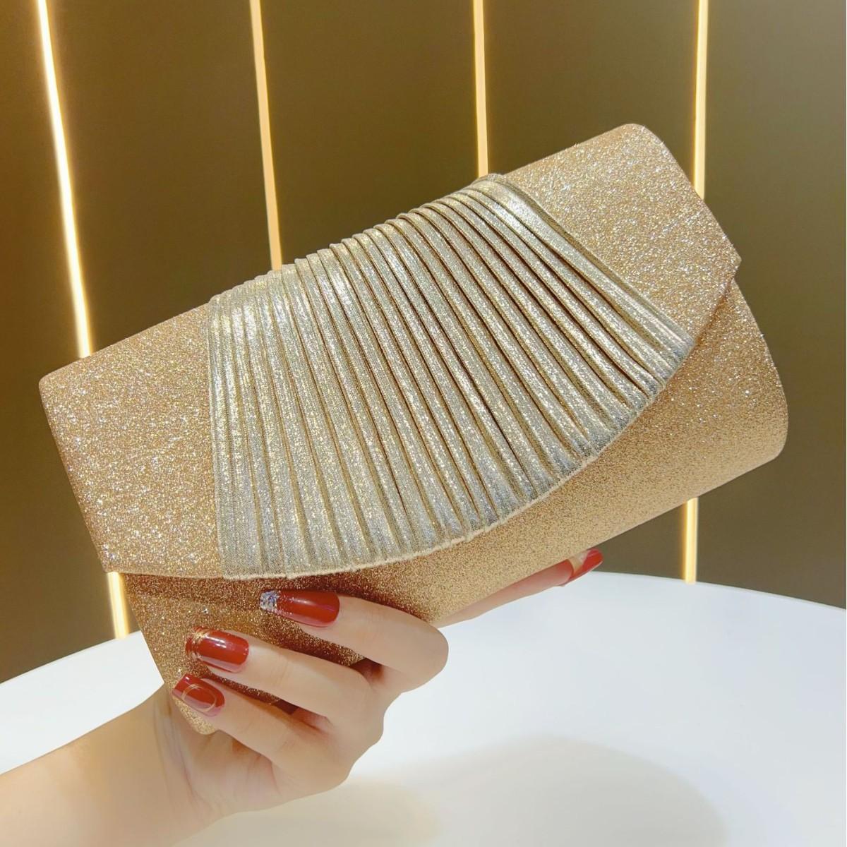 

Glitter Ladies Silver Clutch Bag Envelope Evening Bag Fashion Elegant Long Purse Women Chain Shoulder Bags Wedding Party Handbag шампанського