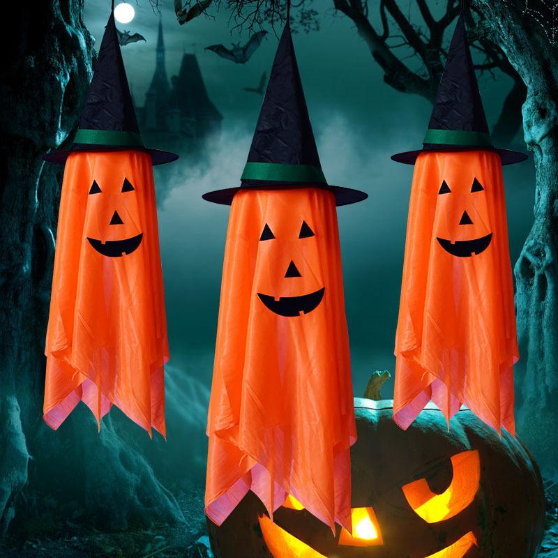 De Long Halloween Cute Plastic Pumpkin Pendant (Hat) Hanging Ornament Small Ghostly Indoor/Outdoor Venue Decoration for Teens