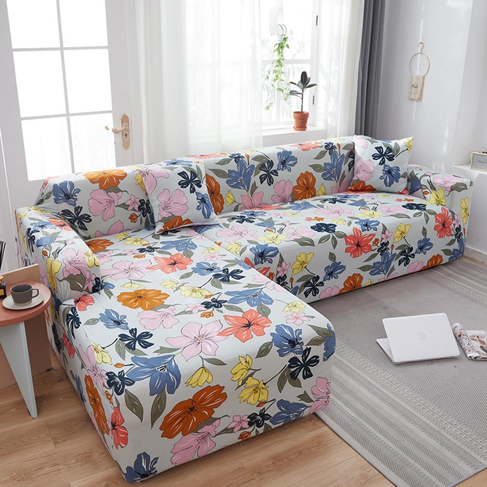 Leaves Elastic Corner Adjustable Sofa Cover 2 3 4 Seater Chaise Longue Sofa Decorative L Shape Protection Cover