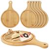 6 Pcs Round Wood Chopping Boards For Kitchen 9.65 Inch Charcuterie Cheese Board With Handle Wood Serving Plate Tray For Pizza Me