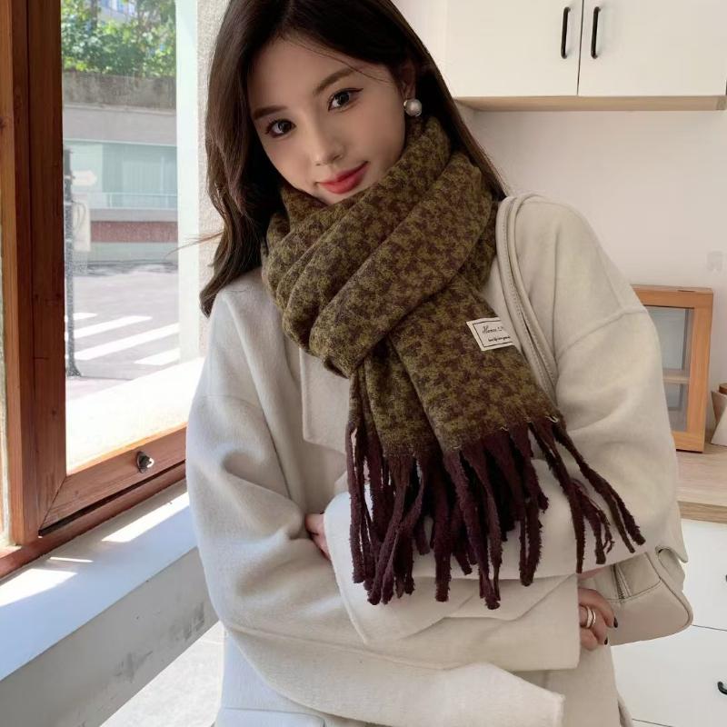 Korean Style High-End Milk Velvet Small Leopard Print Scarf Autumn Winter Warm Versatile Cashmere Blend Couple Neck Wrap