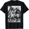Der Ritter, der Tod und der Teufel von Albrecht Dürer Unisex-Erwachsene T-Shirt Schwarz