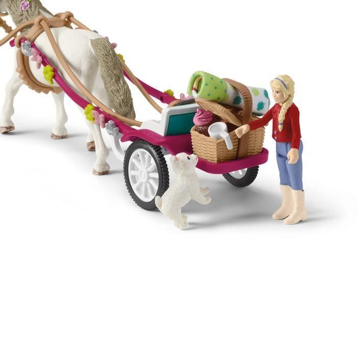 Calèche pour le spectacle équestre, coffret schleich avec 32 éléments inclus dont 1 cheval schleich et 1 personnage, coffret