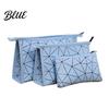 Travel Accessory Pouch Set 3Pcs/Set Makeup Bags Waterproof Faux Leather Cosmetic Bag Portable Geometric Toiletry Bags for Skincare Brushes