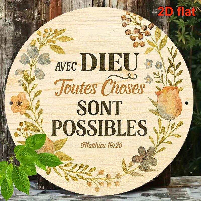 With God All Things Are Possible Matthew French Bible Verse Floral Vintage Tin Sign Vintage Durable Metal Plaque