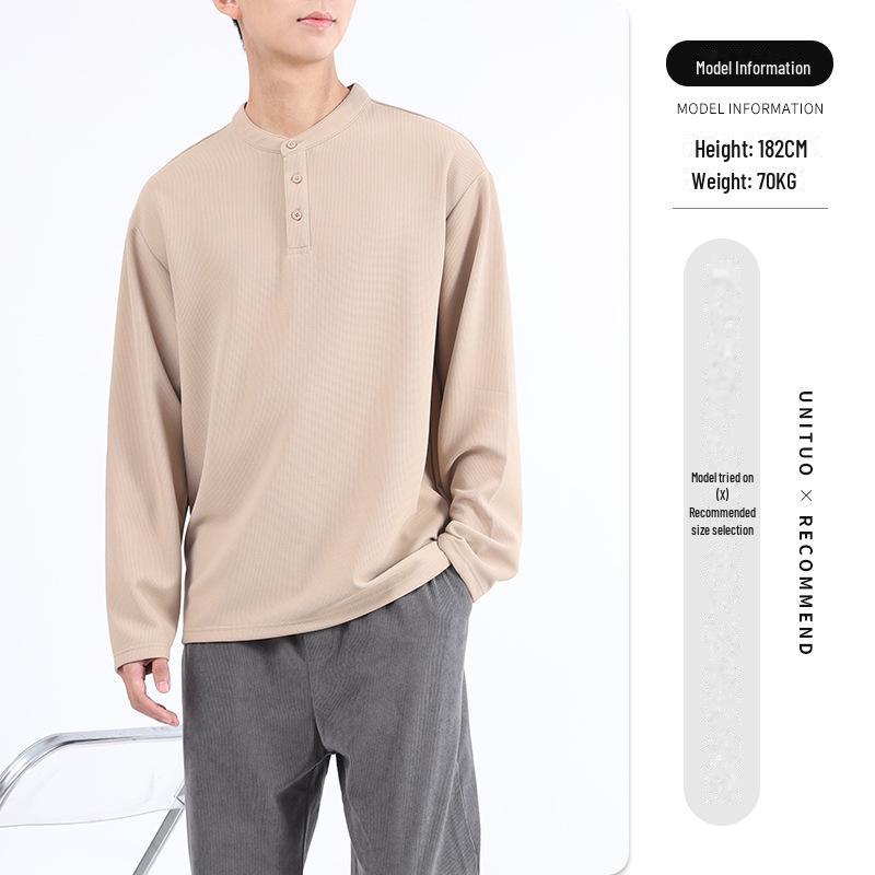 Men's Trendy Waffle Henley Long-Sleeve Casual Shirt