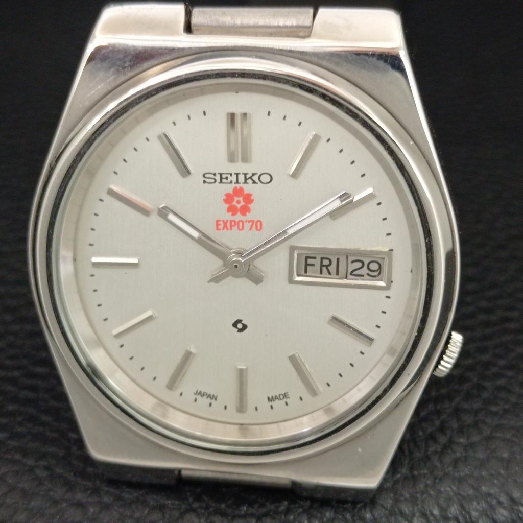 GENUINE VINTAGE SEIKO EXPO 70 AUTOMATIC JAPAN MENS SILVER DIAL WATCH a708790-1