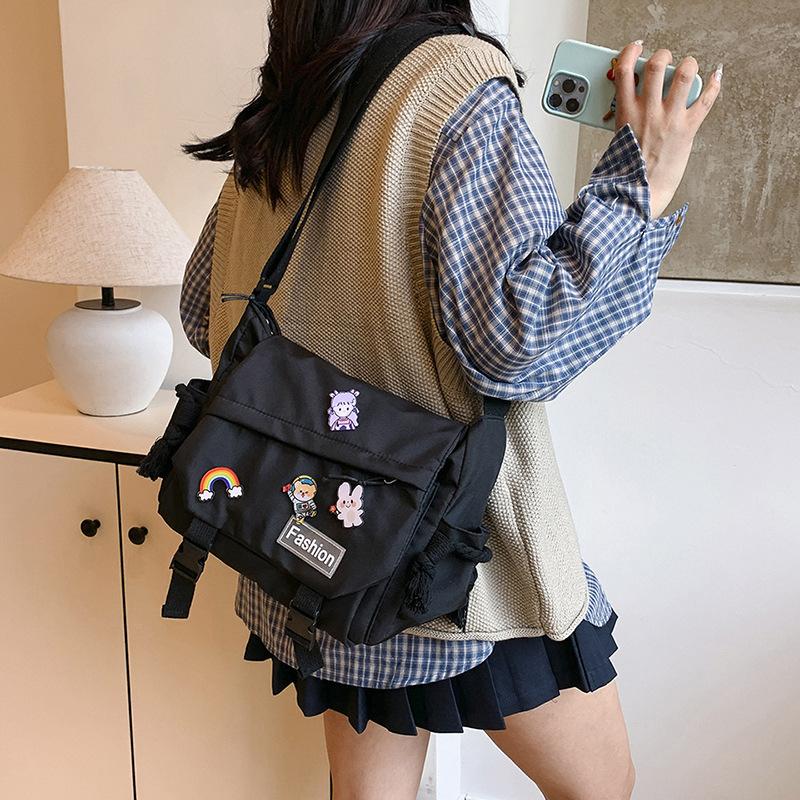 Japanese Harajuku Crossbody Bags For Women High School Girls Messenger Bag Patchwork Handbags School Book Bag Shoulder Bag Bolso