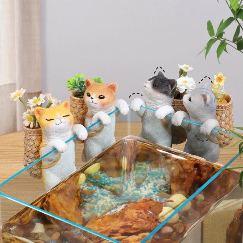 Мультяшные кошки с корзиной из смолы — фото 4