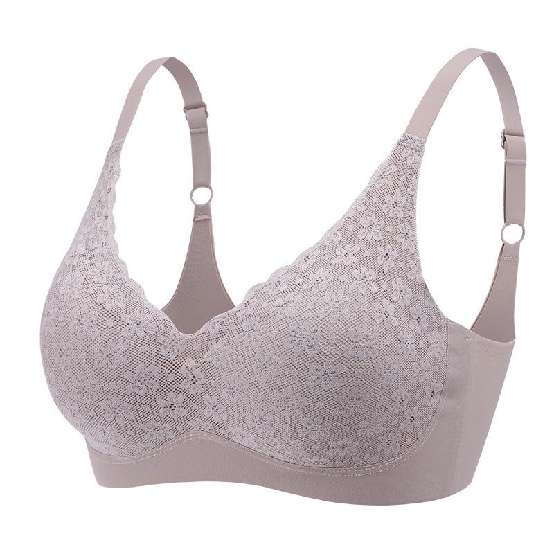 

Бесшовный кружевной цельный бюстгальтер пуш-ап с боковой поддержкой L (80ABC) кофейный