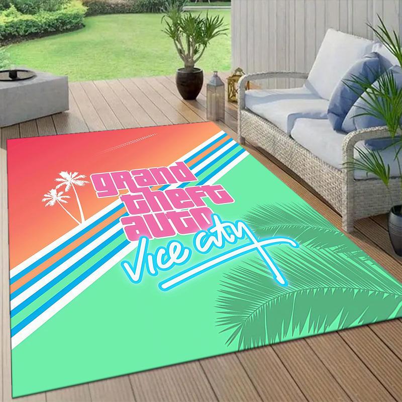 Grand Theft Auto2 Flannel Pattern Square Carpet,Area Rug,Carpet Rug for Living Room Bedroom Sofa Playroom Decor,Non-slip Floor Mat