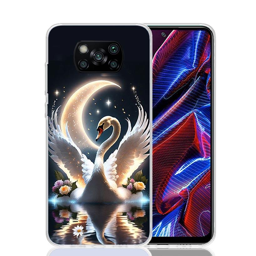 White Swan Grace Art Phone Case For Xiaomi Poco X7 X6 X5 Pro F7 Ultra Redmi 15C 15 13 13C 12 12C 10 10A 10C 9 9A 9C 9T Cover Poc