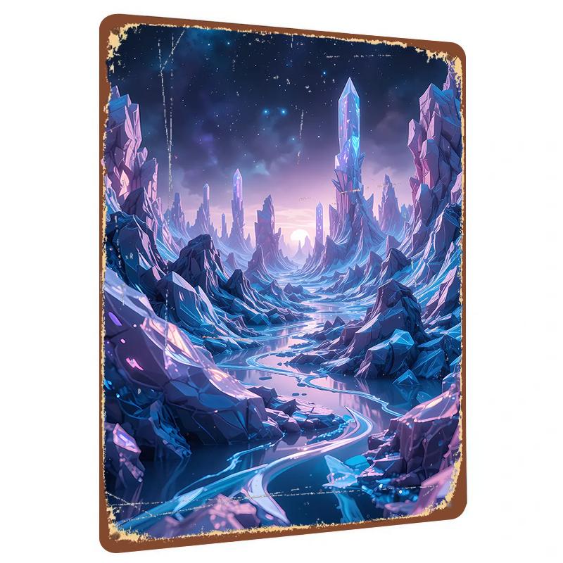 

Crystal Valley Starry Sky Metal Wall Art Decorative Painting for Living Room Home Decoration 20x30cm（7.8x11.8inch）