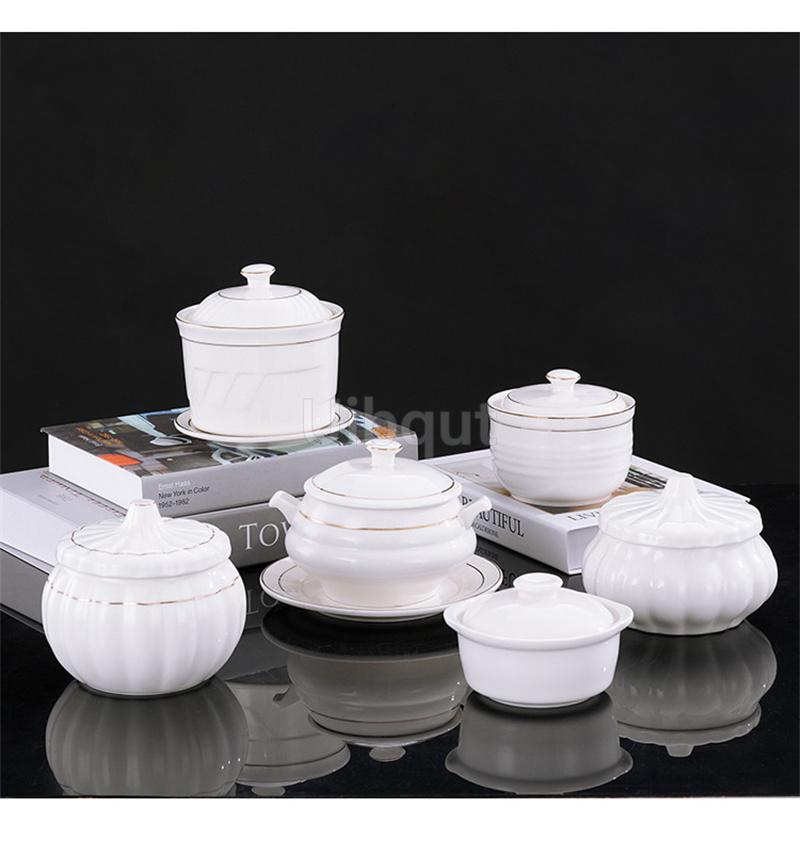White Ceramic with Lid Steamed Egg Soup Bowl Rice Dessert Bowl Hotel Restaurant Bird's Nest Small Tonic Soup Cup Cooking Pot Set